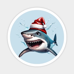 Santa Jaws Christmas Shark Cartoon Art Magnet